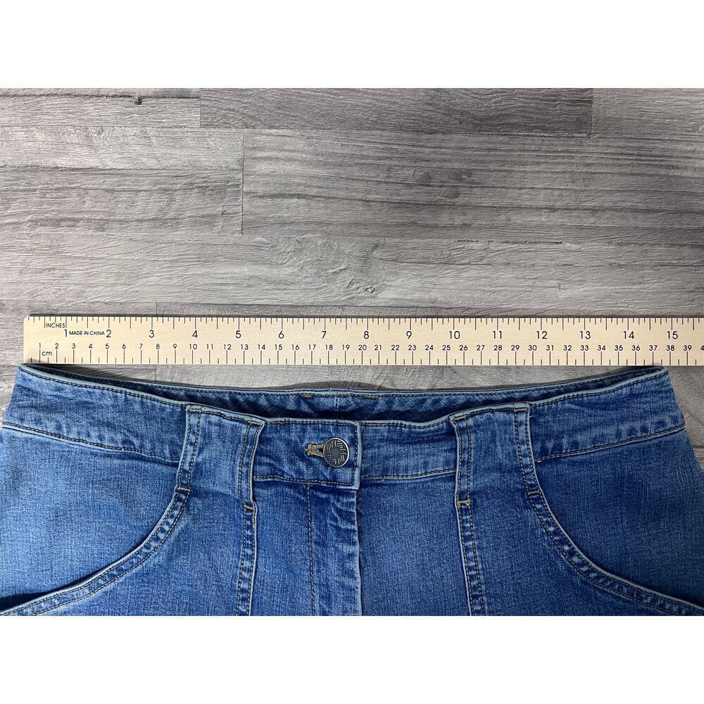 J Jill Two Tone Denim Shorts Size 8 High Rise Stretch Cargo Utility Jean Shorts - Picture 4 of 6